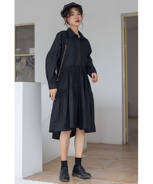 Bifrost（ビフレスト）の「ティアードシャツワンピース（シャツワンピース・レディース・ホワイト/ブラック・M/L）」の17枚目の写真