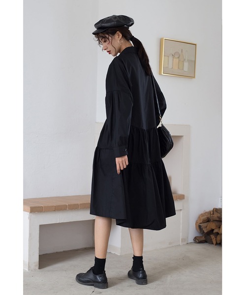 Bifrost（ビフレスト）の「ティアードシャツワンピース（シャツワンピース・レディース・ホワイト/ブラック・M/L）」の15枚目の写真