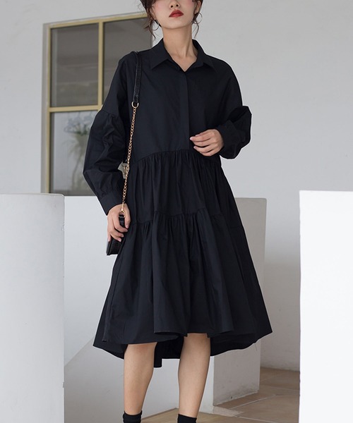 Bifrost（ビフレスト）の「ティアードシャツワンピース（シャツワンピース・レディース・ホワイト/ブラック・M/L）」の9枚目の写真