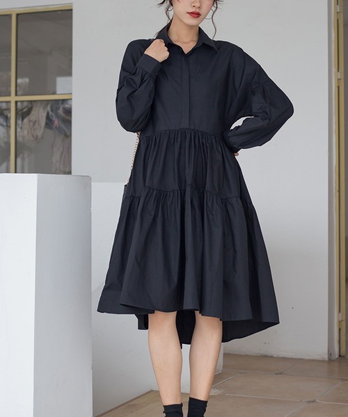 Bifrost（ビフレスト）の「ティアードシャツワンピース（シャツワンピース・レディース・ホワイト/ブラック・M/L）」の5枚目の写真