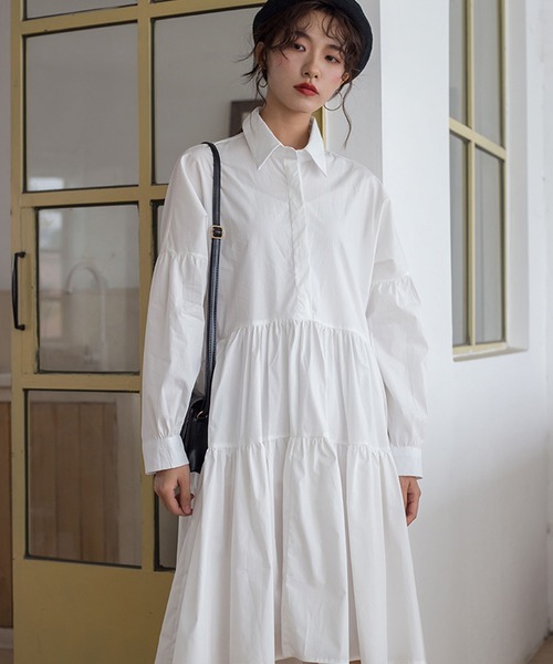 Bifrost（ビフレスト）の「ティアードシャツワンピース（シャツワンピース・レディース・ホワイト/ブラック・M/L）」の18枚目の写真