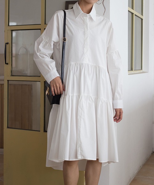 Bifrost（ビフレスト）の「ティアードシャツワンピース（シャツワンピース・レディース・ホワイト/ブラック・M/L）」の16枚目の写真