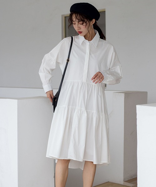 Bifrost（ビフレスト）の「ティアードシャツワンピース（シャツワンピース・レディース・ホワイト/ブラック・M/L）」の8枚目の写真