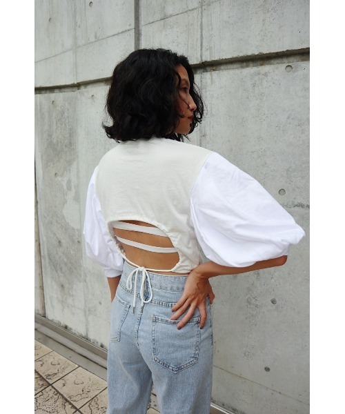 FIG&VIPER(フィグアンドバイパー)の「切替ボリュームSLTOP(Tシャツ/カットソー・レディース・ホワイト/ブラック・FREE)」の1枚目の写真