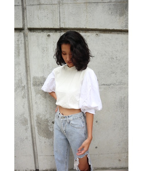 FIG&VIPER(フィグアンドバイパー)の「切替ボリュームSLTOP(Tシャツ/カットソー・レディース・ホワイト/ブラック・FREE)」の10枚目の写真