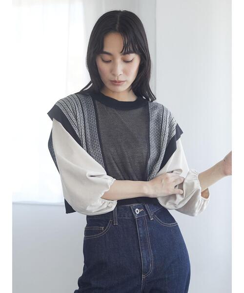 Green　Parks（グリーンパークス）の「ジャガード柄ニットベスト＊（ベスト・レディース・ブラック/ベージュ・FREE）」の3枚目の写真