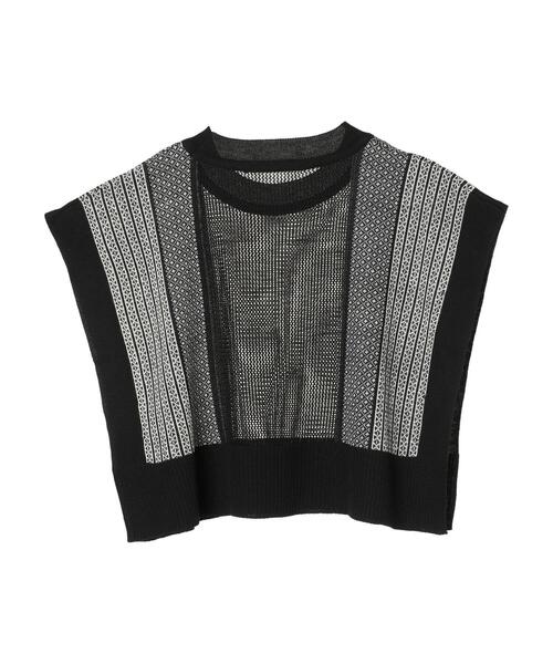 Green　Parks（グリーンパークス）の「ジャガード柄ニットベスト＊（ベスト・レディース・ブラック/ベージュ・FREE）」の12枚目の写真