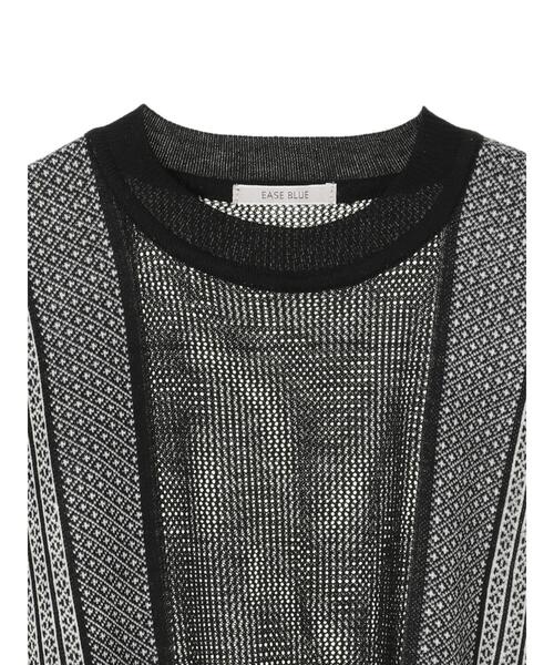 Green　Parks（グリーンパークス）の「ジャガード柄ニットベスト＊（ベスト・レディース・ブラック/ベージュ・FREE）」の4枚目の写真