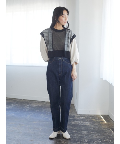 Green　Parks（グリーンパークス）の「ジャガード柄ニットベスト＊（ベスト・レディース・ブラック/ベージュ・FREE）」の9枚目の写真