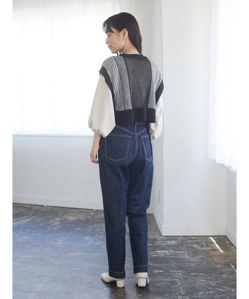 Green　Parks（グリーンパークス）の「ジャガード柄ニットベスト＊（ベスト・レディース・ブラック/ベージュ・FREE）」の5枚目の写真