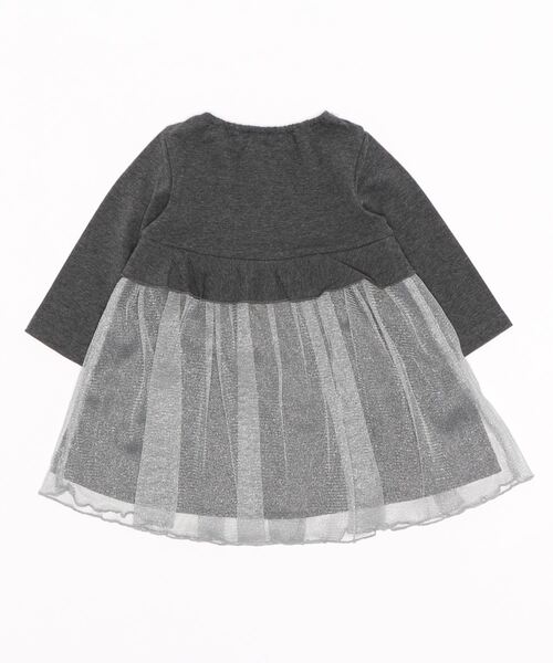 HAKKA BABY（ハッカベビー）の「[ベビー]ストレッチミニ裏毛長袖ドッキングワンピース（ワンピース・キッズ・キナリ/チャコール・90cm/80ｃｍ）」の3枚目の写真