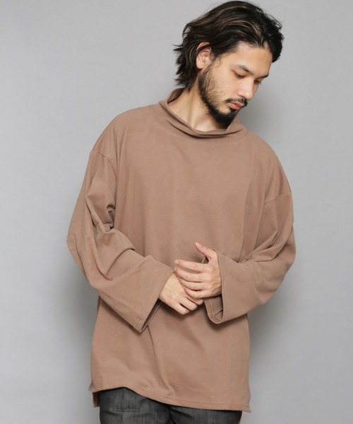 CERCA（チェルカ）の「RS/モックネック　スムースTシャツ（Tシャツ/カットソー・メンズ・ライトグレー/モカ/ブラック・MEDIUM/LARGE）」の3枚目の写真