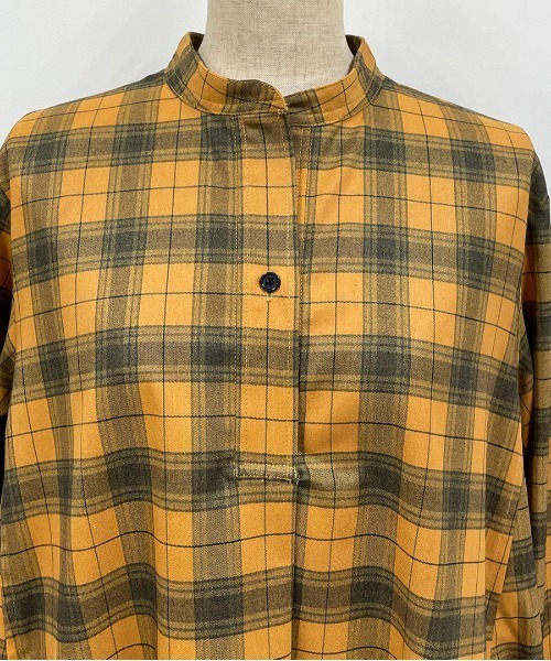 PICCIN（ピッチン）の「スキッパーフレアチェックワンピース（ワンピース・レディース・ブルーグレー/マスタード・M）」の5枚目の写真