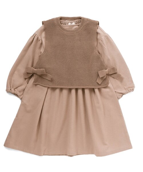 Seraph(セラフ)の「レイヤードベスト付きワンピース(ワンピース・キッズ・ブラウン/キナリ/ピンク・110/90/130/80/120/140/95/100)」の11枚目の写真