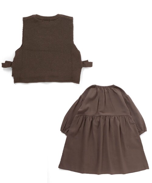 Seraph(セラフ)の「レイヤードベスト付きワンピース(ワンピース・キッズ・ブラウン/キナリ/ピンク・110/90/130/80/120/140/95/100)」の6枚目の写真