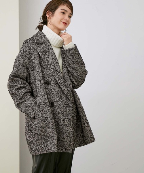 ROPE'（ロペ）の「【スタイリスト川上さやかさんコラボ】ダブルアウター（ピーコート・レディース・ブラック/オフホワイト/ブラック系その他・38/36）」の11枚目の写真