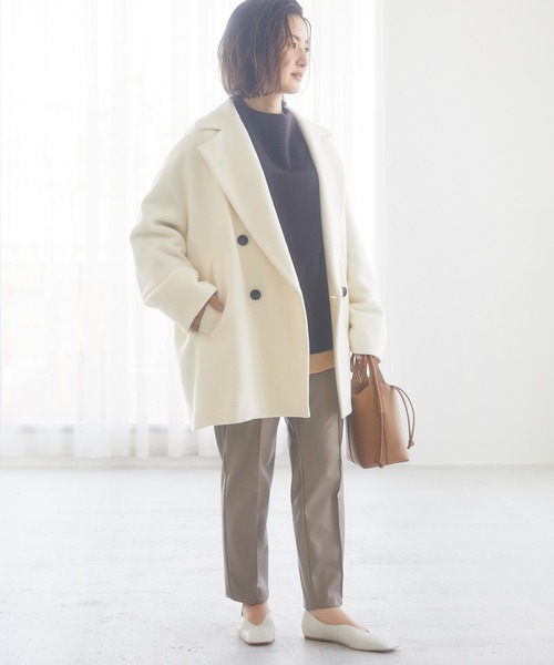 ROPE'（ロペ）の「【スタイリスト川上さやかさんコラボ】ダブルアウター（ピーコート・レディース・ブラック/オフホワイト/ブラック系その他・38/36）」の17枚目の写真