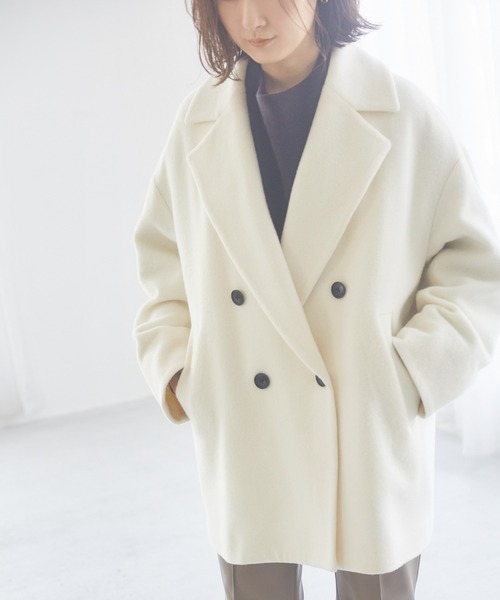 ROPE'（ロペ）の「【スタイリスト川上さやかさんコラボ】ダブルアウター（ピーコート・レディース・ブラック/オフホワイト/ブラック系その他・38/36）」の10枚目の写真