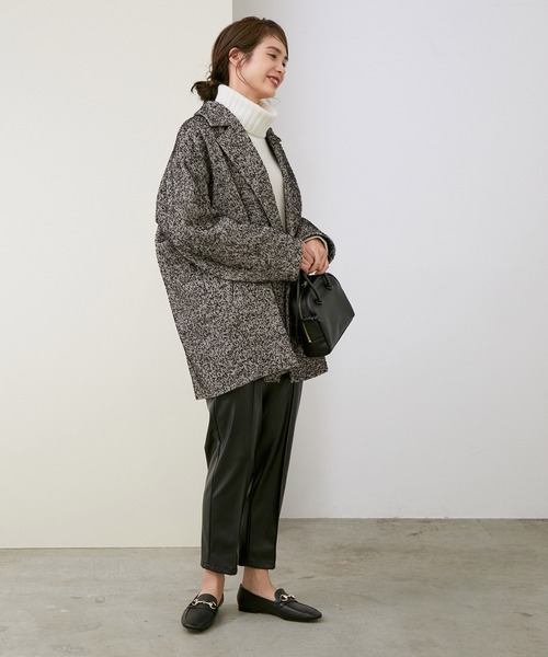 ROPE'（ロペ）の「【スタイリスト川上さやかさんコラボ】ダブルアウター（ピーコート・レディース・ブラック/オフホワイト/ブラック系その他・38/36）」の9枚目の写真