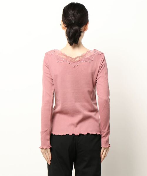 Chico（チコ）の「【SALON by Chico限定】レース衿ワッフルロンT（Tシャツ/カットソー・レディース・チャコールグレー/ピンク/アイボリー・FREE/SMALL）」の14枚目の写真