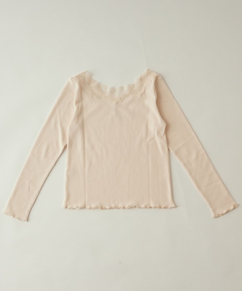 Chico（チコ）の「【SALON by Chico限定】レース衿ワッフルロンT（Tシャツ/カットソー・レディース・チャコールグレー/ピンク/アイボリー・FREE/SMALL）」の10枚目の写真