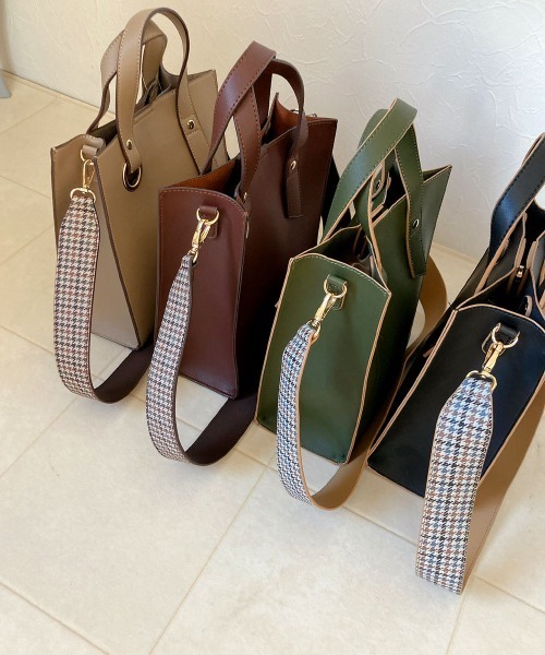 T・S・L（ティーエスエル）の「スクエア2WAYバッグ（トートバッグ・レディース・ブラック/ベージュ/ブラウン/カーキ・FREE）」の6枚目の写真