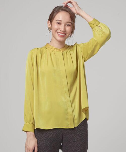 closet story(クローゼットストーリー)の「<closet story(クローゼットストーリー)>ネックサテン ブラウス(シャツ/ブラウス・レディース・イエロー/ロイヤルブルー/ブラック・FREE)」の1枚目の写真