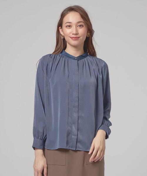closet story(クローゼットストーリー)の「<closet story(クローゼットストーリー)>ネックサテン ブラウス(シャツ/ブラウス・レディース・イエロー/ロイヤルブルー/ブラック・FREE)」の7枚目の写真