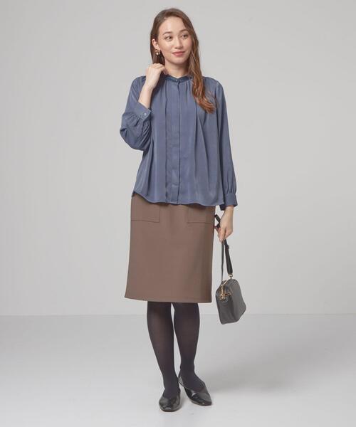closet story(クローゼットストーリー)の「<closet story(クローゼットストーリー)>ネックサテン ブラウス(シャツ/ブラウス・レディース・イエロー/ロイヤルブルー/ブラック・FREE)」の9枚目の写真