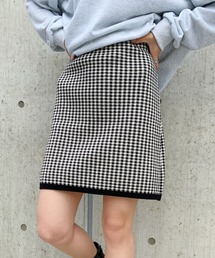 チェック柄ニットミニスカート