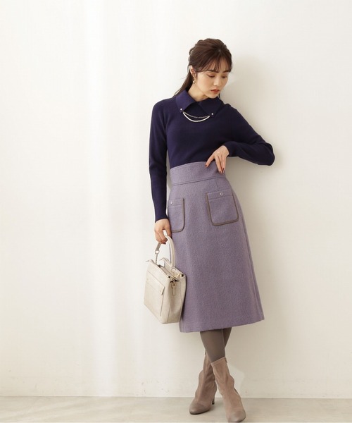 PROPORTION BODY DRESSING(プロポーションボディドレッシング)の「2Way襟付パールアゼニット / 1211270105(ニット/セーター・レディース・ブルー/オフホワイト/パープル・MEDIUM/SMALL)」の8枚目の写真