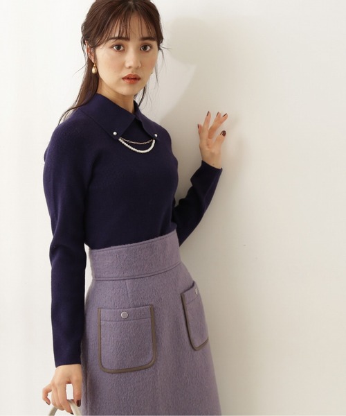 PROPORTION BODY DRESSING(プロポーションボディドレッシング)の「2Way襟付パールアゼニット / 1211270105(ニット/セーター・レディース・ブルー/オフホワイト/パープル・MEDIUM/SMALL)」の6枚目の写真