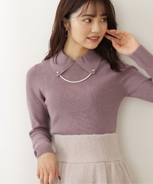 PROPORTION BODY DRESSING(プロポーションボディドレッシング)の「2Way襟付パールアゼニット / 1211270105(ニット/セーター・レディース・ブルー/オフホワイト/パープル・MEDIUM/SMALL)」の11枚目の写真