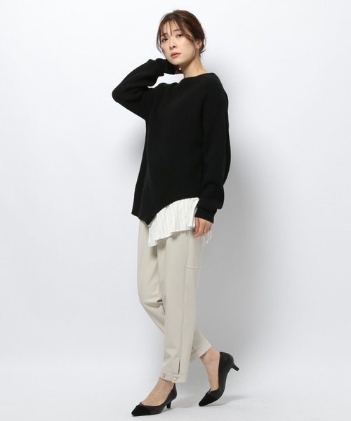 BARNYARDSTORM（バンヤードストーム）の「BARNYARDSTORM / フェイクレザー裾タブパンツ（その他パンツ・レディース・ブラック/オフホワイト・1/0）」の13枚目の写真