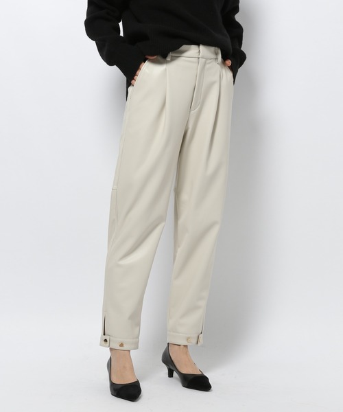 BARNYARDSTORM（バンヤードストーム）の「BARNYARDSTORM / フェイクレザー裾タブパンツ（その他パンツ・レディース・ブラック/オフホワイト・1/0）」の7枚目の写真