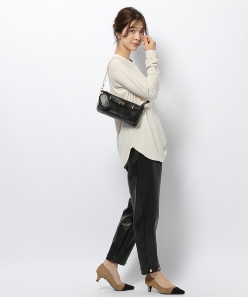 BARNYARDSTORM（バンヤードストーム）の「BARNYARDSTORM / フェイクレザー裾タブパンツ（その他パンツ・レディース・ブラック/オフホワイト・1/0）」の11枚目の写真