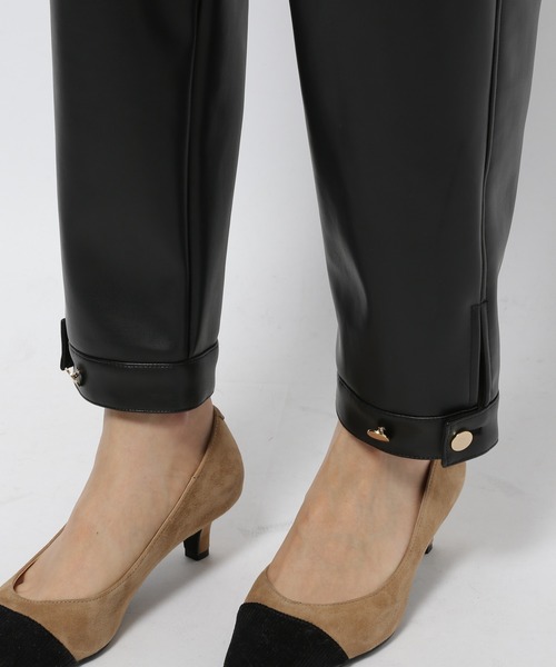 BARNYARDSTORM（バンヤードストーム）の「BARNYARDSTORM / フェイクレザー裾タブパンツ（その他パンツ・レディース・ブラック/オフホワイト・1/0）」の14枚目の写真