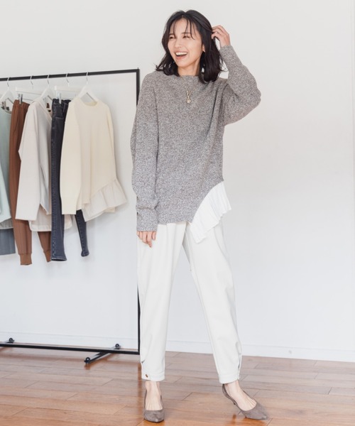 BARNYARDSTORM（バンヤードストーム）の「BARNYARDSTORM / フェイクレザー裾タブパンツ（その他パンツ・レディース・ブラック/オフホワイト・1/0）」の20枚目の写真