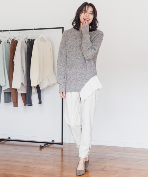 BARNYARDSTORM（バンヤードストーム）の「BARNYARDSTORM / フェイクレザー裾タブパンツ（その他パンツ・レディース・ブラック/オフホワイト・1/0）」の19枚目の写真