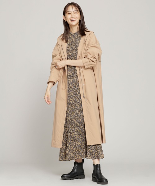 NANO universe（ナノユニバース）の「ZIPフードコート（モッズコート・レディース・ブラック/キャメル/ライトベージュ・FREE）」の5枚目の写真