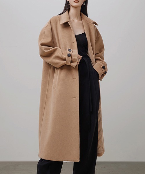 UNSPOKEN(アンスポクン)の「【UNSPOKEN】Back slit simple lapel long coat UQ21W058(チェスターコート)」|ベージュ