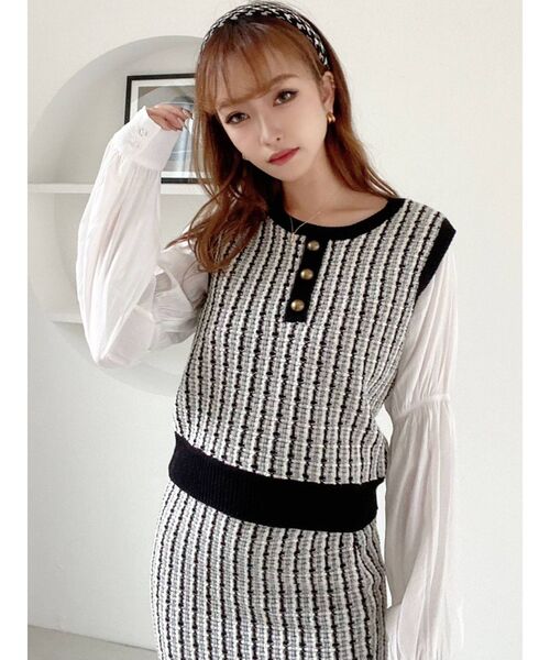 RESEXXY（リゼクシー）の「ドッキングツイードニットトップス【セットアップ着用可能】（ベスト・レディース・ブラック/ブルー/ブラウン・FREE）」の9枚目の写真