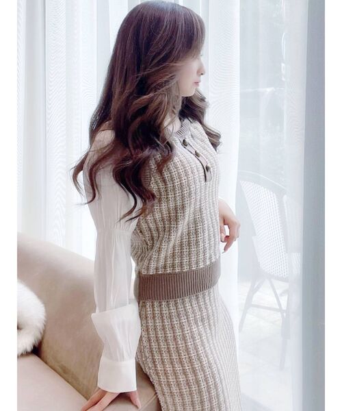 RESEXXY（リゼクシー）の「ドッキングツイードニットトップス【セットアップ着用可能】（ベスト・レディース・ブラック/ブルー/ブラウン・FREE）」の13枚目の写真