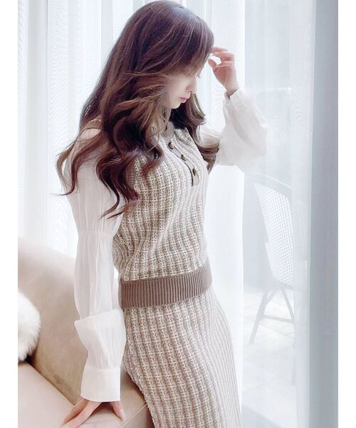 RESEXXY（リゼクシー）の「ドッキングツイードニットトップス【セットアップ着用可能】（ベスト・レディース・ブラック/ブルー/ブラウン・FREE）」の15枚目の写真