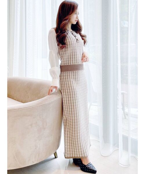 RESEXXY（リゼクシー）の「ドッキングツイードニットトップス【セットアップ着用可能】（ベスト・レディース・ブラック/ブルー/ブラウン・FREE）」の19枚目の写真