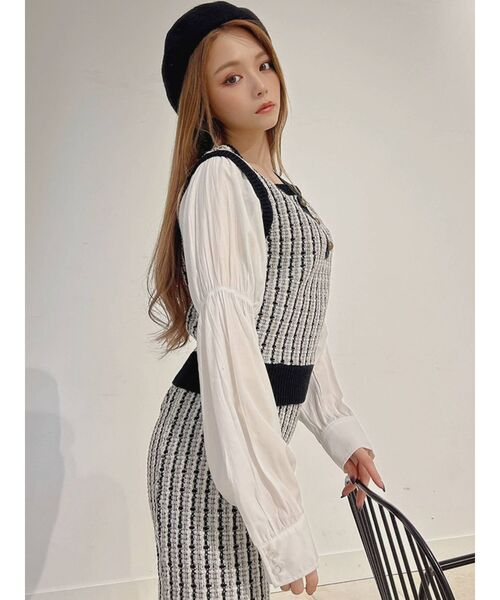 RESEXXY（リゼクシー）の「ドッキングツイードニットトップス【セットアップ着用可能】（ベスト・レディース・ブラック/ブルー/ブラウン・FREE）」の20枚目の写真