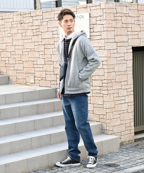 NAVY（ネイビー）の「ニットフリース裏ボアジップパーカー（パーカー