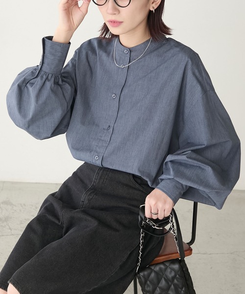 アメリ＊UND WAIST BLOUSING BLOUSE バンドカラー フリー Ameri（アメリ）の「UND WAIST BLOUSING BLOUSE（シャツ