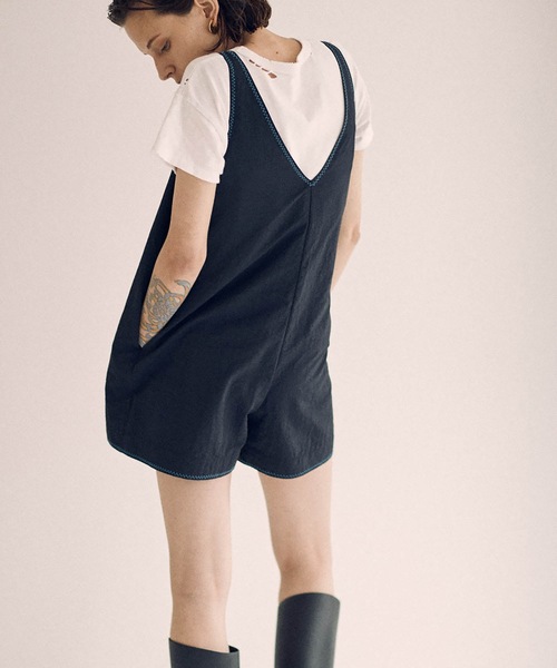 SEA（シー）の「タフタ ショートオールインワン（サロペット/オーバーオール・レディース・ブラック/ブラウン・ONE SIZE）」の4枚目の写真