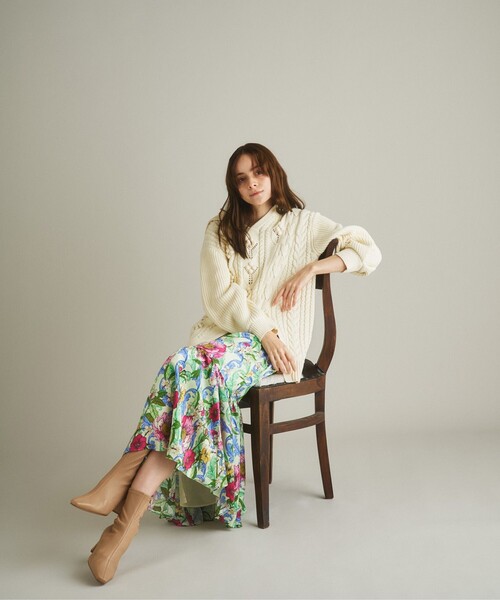 GRACE CONTINENTAL(グレースコンチネンタル)の「レースアップニットトップ(ニット/セーター・レディース・ホワイト/ネイビー・36)」の7枚目の写真